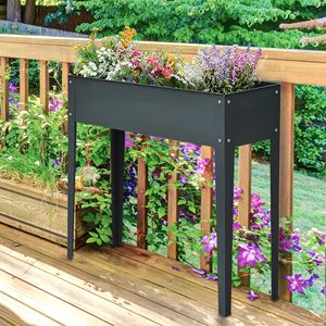 "Sturdy Dark Grey 40" X 12" X 32" Metal Raised Garden <b>Planter</b> <b>Box</b> with Drainage-Durable Outdoor Gardening Solution" - Product Image 2
