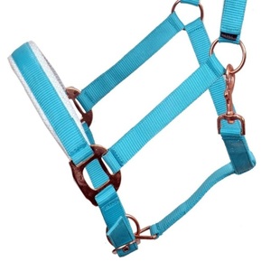 Cómodo y Duradero Halter de Cuerda de Nailon con Patrón Azul Turquesa y Coral, Herrajes de Latón Ajustables - Product Image 6