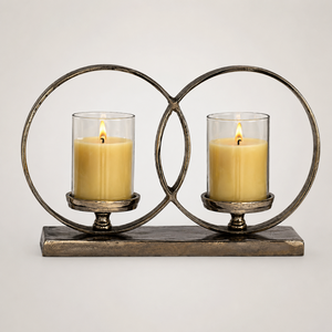 Candelabro de Metal y Vidrio Antiguo de Alta Calidad, Portavelas Decorativo para Velas de Té, Centro de Mesa para Sala de Estar, Cocina y Hogar - Product Image 1