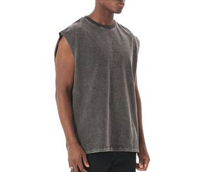 Chaleco y Camiseta sin Mangas para Hombre, Estilo Punk, Cuello Redondo, con Estampado por Transferencia de Calor Personalizado, en Poliéster/Algodón, Lavado Ácido, Tejido de Punto - Product Image 3