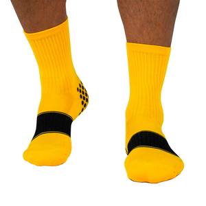 Chaussettes de football antidérapantes personnalisées, couleur jaune, coton, silicone, impression en caoutchouc antidérapant, chaussettes de sport, chaussettes de football athlétiques - Product Image 1