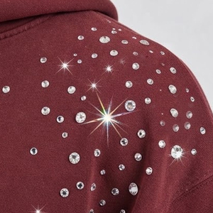 Nuevas sudaderas con capucha de diseño elegante para hombre con pedrería, al por mayor, estilo vintage, sudadera con capucha de forro polar con pedrería para adultos - Product Image 6