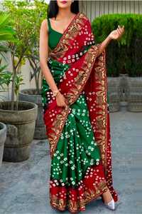 Pure <b>Viscos</b> Silk Bandhani Saree - Product Image 3