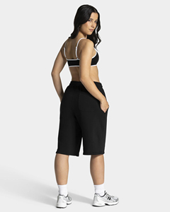 Shorts Bermuda Femme en Coton Premium 100% avec Impression Haute Densité, Logo Personnalisé, Respirants, Noirs, avec Passepoil - Product Image 5