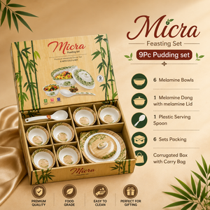 Micra Melamine Food Grade Printing Feasting 9Pc Pudding Bowl <b>Set</b> Bamboo Pattern <b>Dinnerware</b> Gift Box <b>for</b> Home Dining - Product Image 1