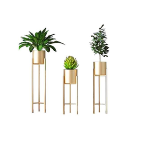 <b>Gold</b> Luxury Brass Planter Pot With Planter Stand for Indoor Plants Home Decor Minimalist Design Brass Planter Pot - Product Image 1