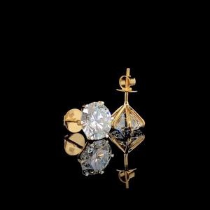 Boucles d'oreilles minimalistes en or massif 14 carats avec diamant de laboratoire de 2,00 carats, taille brillant rond, cadeau pour femme pour mariage, anniversaire ou fête - Product Image 5