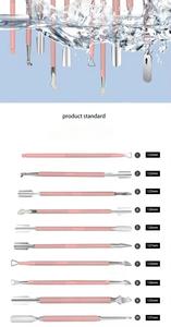 Dual Head Stainless Steel Nail Cuticle Pusher <b>Set</b> Reusable Manicure <b>Tool</b> <b>Pink</b> Handle 10Pcs - Product Image 5