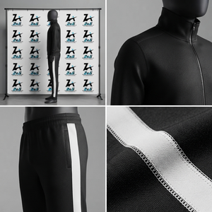 Men's Solid Black Tracksuit Full <b>Zip</b> Stand Collar Sweatsuits Autumn Wear with <b>Side</b> Pockets Regular Fit Winter Sweatsuits Set - Product Image 4