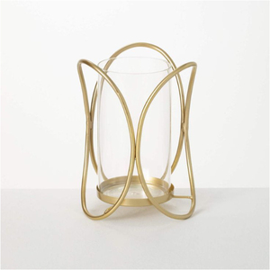 Modern Brass Wire Hurricanes Candle Stand With Clear Glass <b>Heat</b> Resistant Home Wedding Holiday Decoration Candle Holder - Product Image 1