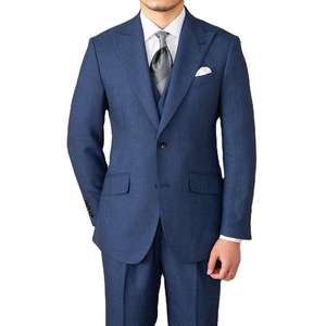 Costume d'affaires beige pour homme, simple boutonnage, col à revers, en laine et polyester, infroissable, coupe classique, style britannique - Product Image 4