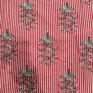 Tela de Algodón Estampada de Primera Calidad con Diseño Floral y Rayas, Textil Indio al por Mayor, Diseño Floral a Rayas Ecológico - Product Image 2
