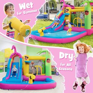 Grand château gonflable d'extérieur avec long toboggan aquatique et souffleur de 735 W - Product Image 5