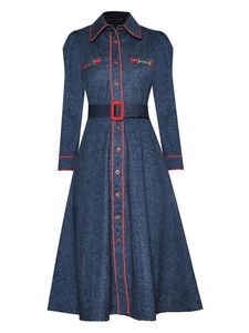 Vestido Midi Azul Vaquero sin Mangas con Pliegues Escalonados, Estilo Espalda Descubierta con Botones Delanteros para Fiestas Casuales - Product Image 1