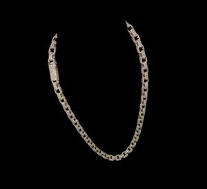 Collar de Cadena Personalizado con Moissanita, Cadena de Eslabones con Micro Pavé, Plata de Ley 925, Tamaño Ajustable, Bañado en Rodio, Lujo Hip Hop - Product Image 1