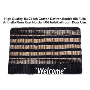 Alfombra de Entrada de Alta Calidad de 16x24 Pulgadas, de Algodón con Doble Costura, Antideslizante, con Diseño 'Bienvenido' para Uso en el Hogar, Hotel, Baño y Puerta - Product Image 3