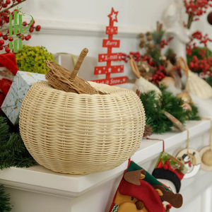 Cesta de Juguetes Ecológica de Bambú en Forma de Calabaza Blanca y Naranja para Bebés - Product Image 4