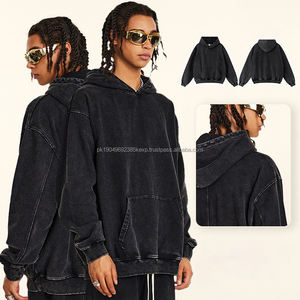 Heavyweight 450GSM Acid Wash Distressed Retro Hoodie Hombres Hip Hop Style Terry Cloth Pullover ODM Supply Oversized Drop Shoulder - Product Image 1