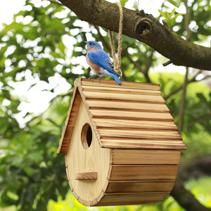 Handmade Wooden <b>Bird</b> House Hanging Outdoor Garden Nesting Box Natural Wood Birdhouse with <b>Perch</b> Rustic <b>Bird</b> Shelter - Product Image 5