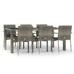 7 Piece Grey Pe <b>Rattan</b> <b>Garden</b> <b>Dining</b> Set Outdoor <b>Furniture</b> Contemporary Design For <b>Garden</b> Use - Product Image 2