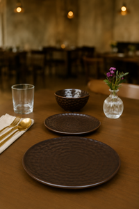 Modern Rustic Brown Dinner <b>Plate</b> Handcrafted Textured <b>Ceramic</b> Serving <b>Plate</b> Top Quality - Product Image 2