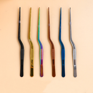 แหนบทำอาหาร แหนบปลายงอสำหรับเชฟ ทำซูชิ จัดจานอาหาร แหนบสำหรับร้านอาหาร ชุดอุปกรณ์ทำอาหารที่มีความแม่นยำ ใช้ในครัว - Product Image 1