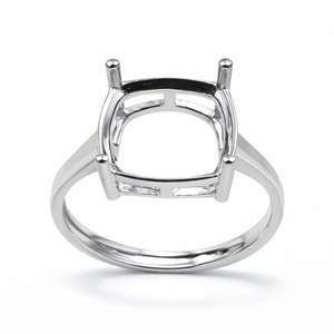 2026 HIgh Quality 925 Sterling Silver <b>Cushion</b> Frame Ring Setting Polished 4 Prong Ring Semi Mount for Gemstone Wholesale Jewelry - Product Image 4