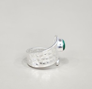 Trendy <b>Adjustable</b> 925 Sterling <b>Silver</b> Oval Green Malachite Gemstone Wrap <b>Ring</b> for Women Handmade Collection Bulk - Product Image 4