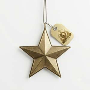 Pendentif étoile en métal filigrané orné, laiton antique, étoile de Noël à 8 branches, ornement suspendu, artisanat vintage pour les fêtes, vente en gros - Product Image 2