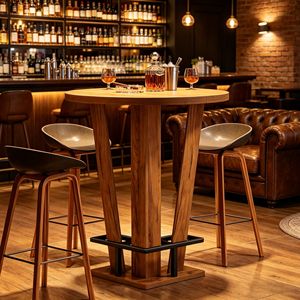 Tavolo da Bar Moderno Minimalista in Design Vintage per Casa, Hotel, Caffè, Uso Esterno e Banchetti, Realizzato in Legno e Acciaio - Product Image 6