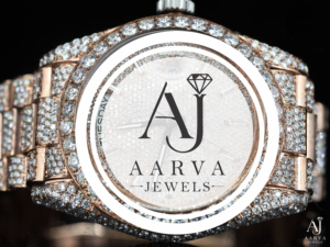 AARVA JEWELS นาฬิกาเพชรหรูหราสำหรับผู้หญิง 38 มม. สายสแตนเลสทรงกลม จอแสดงผลควอตซ์แบบอะนาล็อก ตัวล็อคแบบพับได้ - Product Image 6