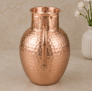 Pichet de Chevet Artisanal en Cuivre Pur Martelé - Carafe de Bien-être Ayurvédique Haut de Gamme Grande Capacité avec Pichet Intégré - Product Image 2