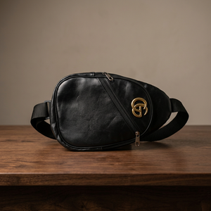 Sac de poitrine pour homme en cuir véritable noir, imperméable, sac bandoulière, sac messager à fermeture éclair, sac à dos pour les voyages et l'usage quotidien - Product Image 2
