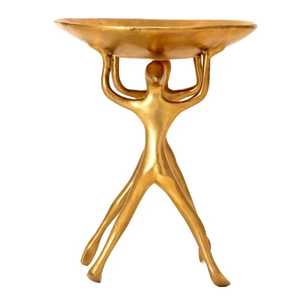 Support de bol figuratif doré éthéré avec finition métallique polie, design décoratif moderne pour les occasions festives - Product Image 3