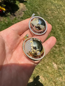 Colgante de Moissanita Giratorio con Diseño de Globo, Chapado en Oro sobre Plata 925, Estilo Hip Hop, Colgante Bling para Raperos, Regalo para Ella - Product Image 3