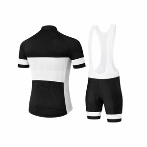 Conjunto de ciclismo personalizado al por mayor para hombre, en blanco y negro, con pantalones cortos con tirantes, transpirable, de secado rápido, para carreras de ciclismo de carretera, con logotipo personalizado. - Product Image 2
