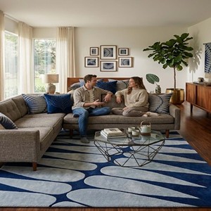 Modern Abstract Blue Area Rug Hand Tufted Rug Contemporary Luxury Wool Carpet Living Room Bedroom Decorative <b>Floor</b> Covering Rug - Product Image 3