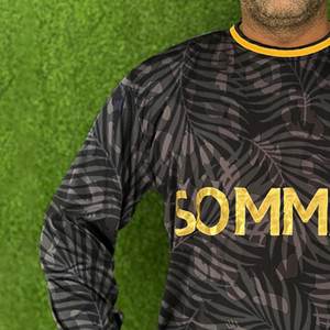 Men's Long Sleeve Sublimation Printed T-Shirt With Palm Pattern Gold Logo Regular Fit O-Neck Quick Dry Casual Wear - Product Image 4