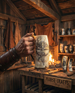 Top Quality Natural Handmade Buffalo Horn Viking Drinking Horn Mug Polished Animal Style Sustainable Ceramic <b>Beer</b> Mug - Product Image 5