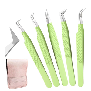 Custom Label Hand <b>Tested</b> Sustainable Diamond Tip Handmade Stainless Steel Eyelash Tweezers New Arrival - Product Image 1