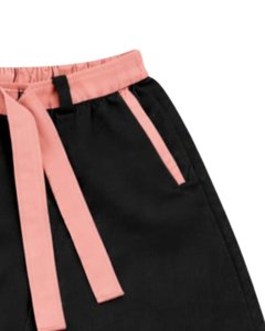 Ensemble décontracté d'été pour homme : débardeur noir sans manches et short en coton avec bordure rose et cordon de serrage – Tenue deux pièces style streetwear - Product Image 6