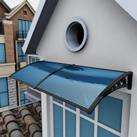 Toldo Manual de Policarbonato para Techo con Soporte de Acero Plástico, Toldo para Puerta y Ventana Exterior, Impermeable y con Protección UV