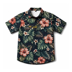 Chemise Hawaïenne Homme Imprimé Floral Manches Courtes Vacances d'Été Respirante Polyester Col Rabattu Style Popeline - Product Image 1