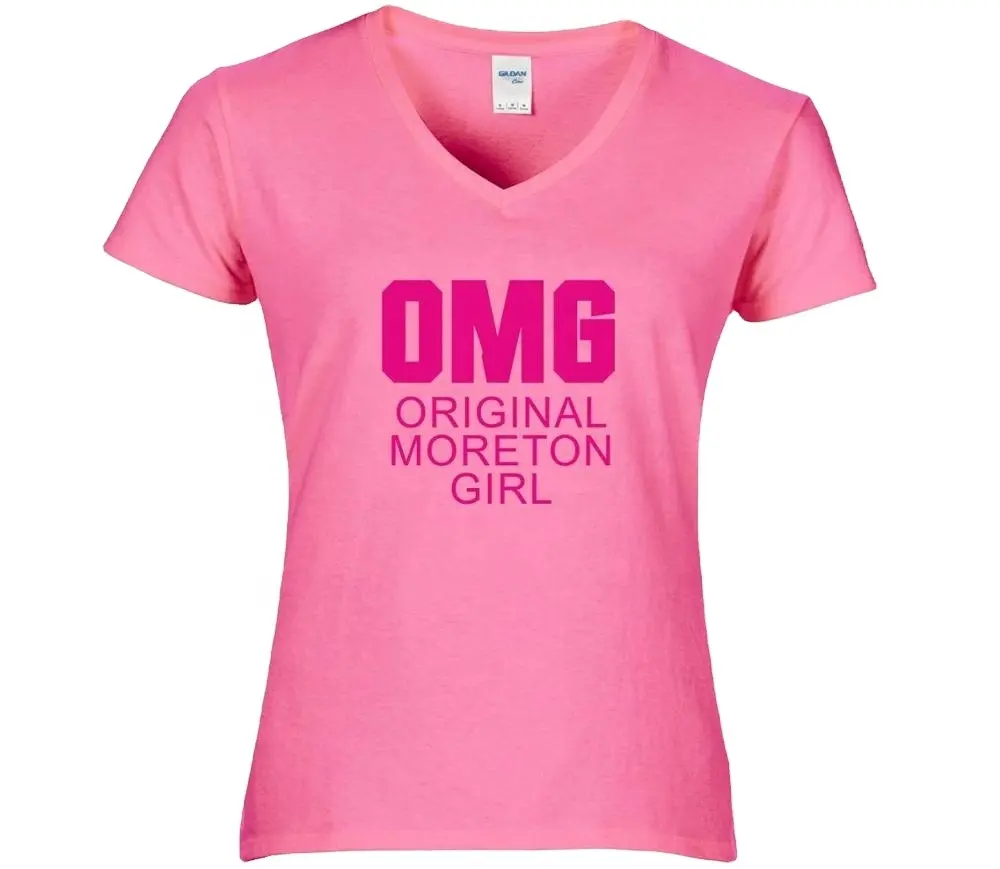 Damen T-Shirt mit V-Ausschnitt Individuell bedruckt Kunden spezifische Farbe Gekämmte Baumwolle bedruckte Damen T-Shirt mit V-Ausschnitt Muster erhältlich