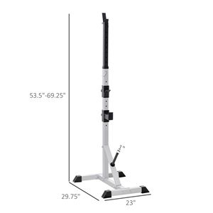 Supporto per bilanciere regolabile in altezza in acciaio a 2 pezzi, per squat e panca piana, attrezzatura per sollevamento pesi domestico con funzione di stoccaggio - Product Image 3