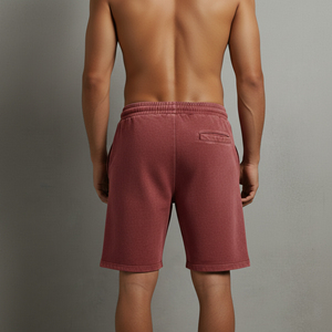 Shorts en coton pour homme, style streetwear, coupe ample, effet délavé, taille élastique, logo sérigraphié personnalisé, avec poches latérales. - Product Image 4