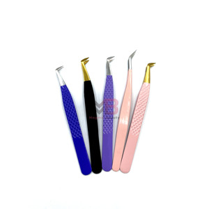 Juego de Pinzas de Precisión para Pestañas, Acero Inoxidable, Punta Suave, Color Morado, Rosa, Negro, Dorado, para Extensión de Pestañas - Product Image 5