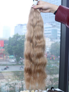 Extensiones de cabello a granel más vendidas 100% cabello crudo Double Drown 100 gramos colores claros 16 pulgadas ondulado natural - Product Image 2