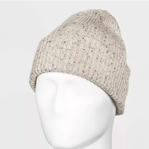 Bonnet unisexe en acrylique tricoté couleur unie 100 % acrylique pour adulte, style décontracté, couleur crème - Product Image 1