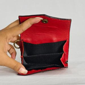 Cartera de Cuero Genuino Hecha a Mano para Mujer, Tarjetero Vintage con Cierre de Botón, Diseño de Dibujos Animados Rojos, Corta, para Uso Diario - Product Image 5